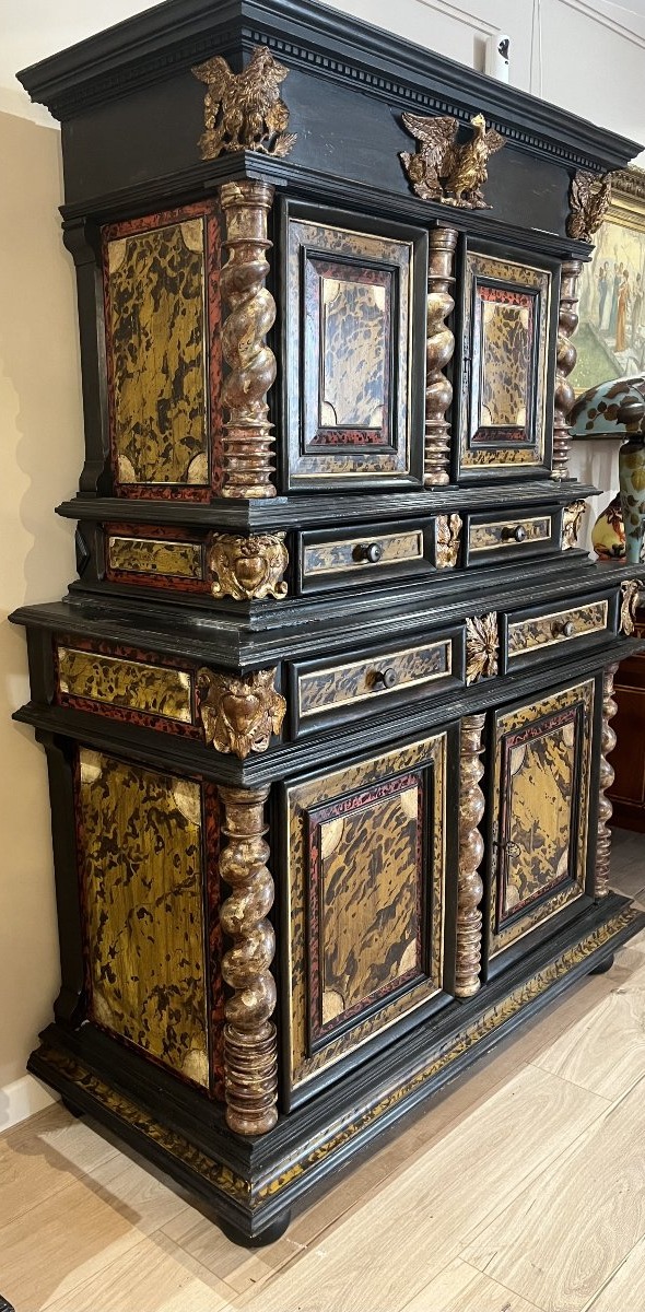 Buffet diminutif à deux corps d’époque Louis XIII, XVIIe siècle-photo-2