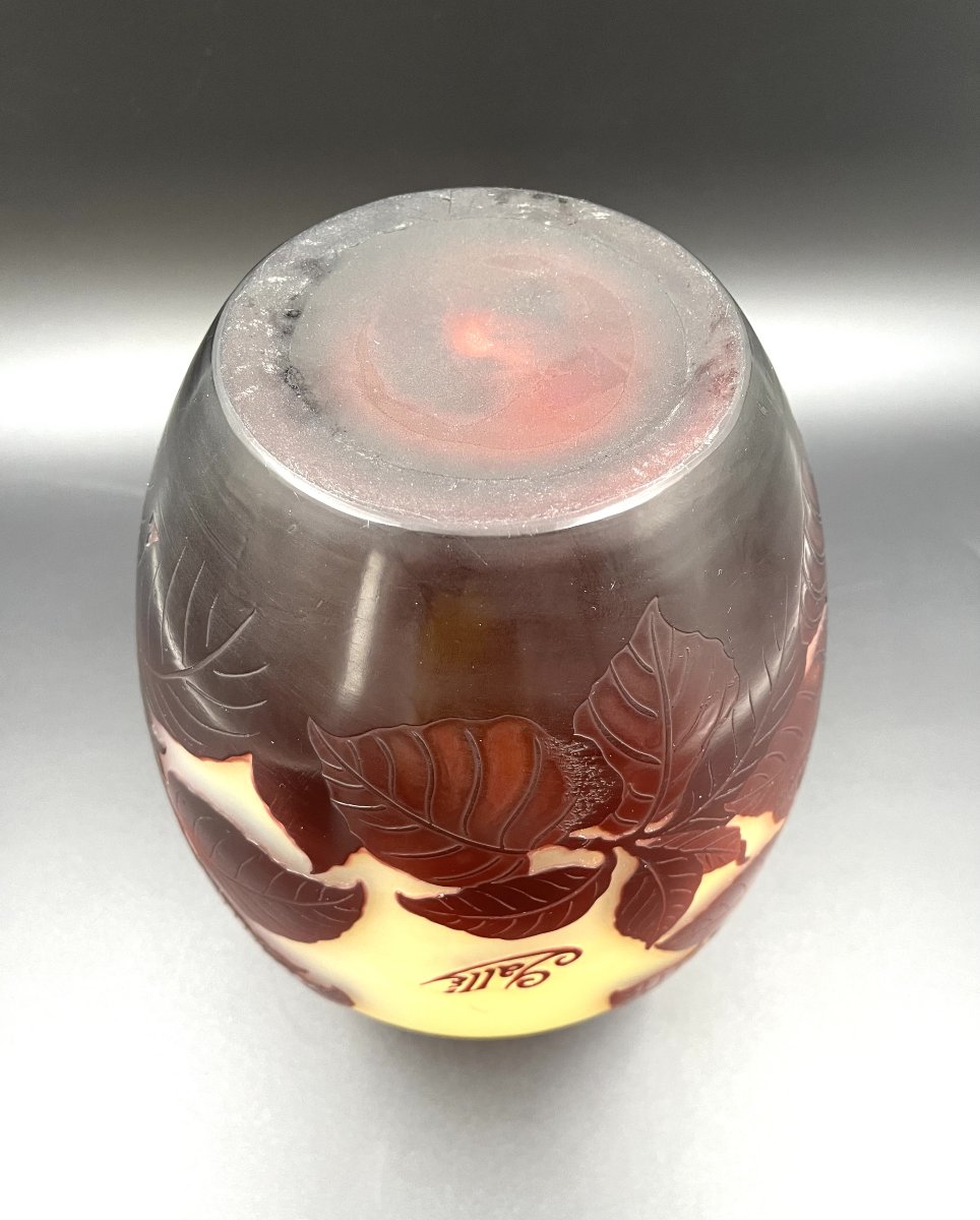 Vase Émile Gallé "Bignones rouge "-photo-2