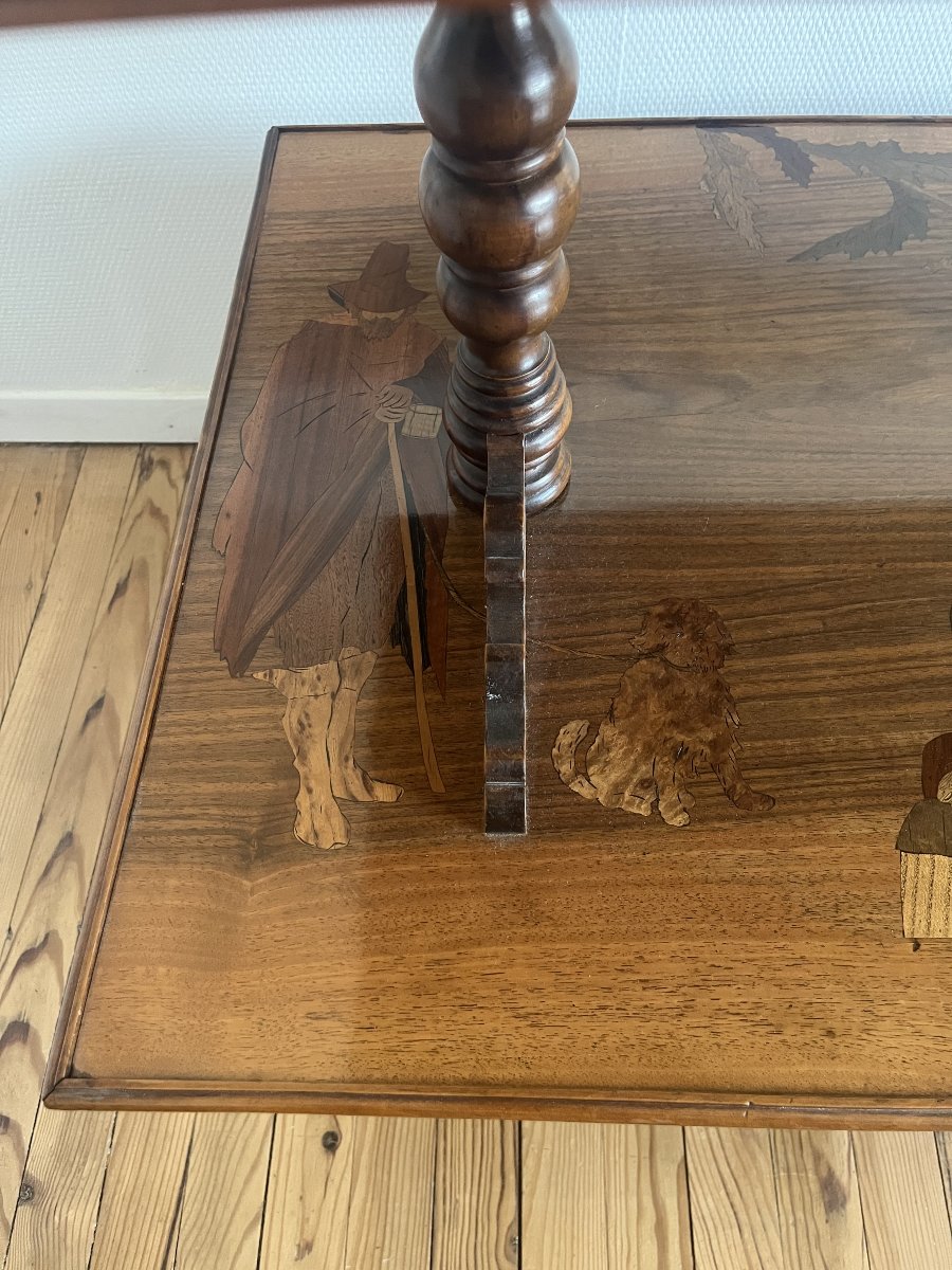 Emile Gallé - rare table à deux plateaux marquetés -photo-4