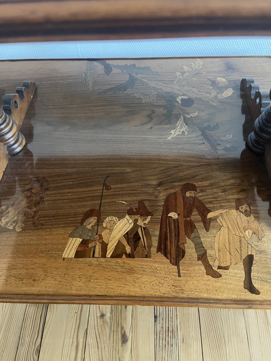 Emile Gallé - rare table à deux plateaux marquetés -photo-1