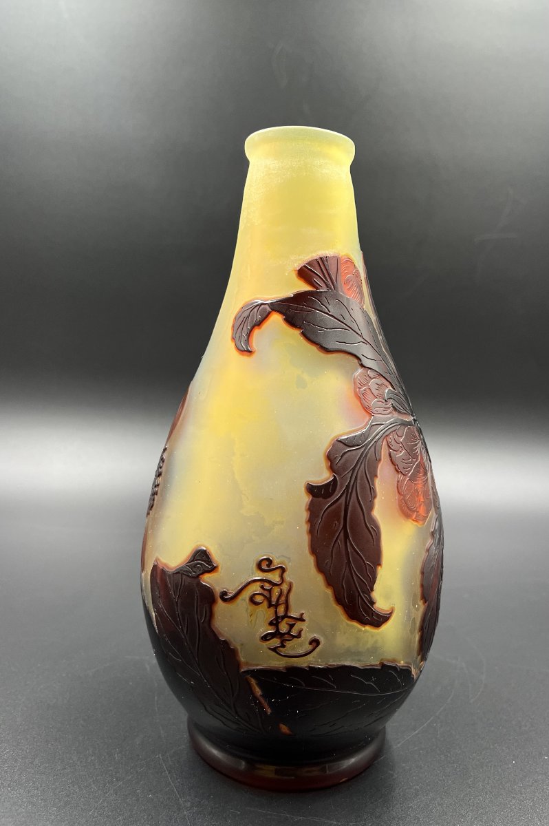 émile Gallé Multilayered Glass Vase With Rosehip Design-photo-4