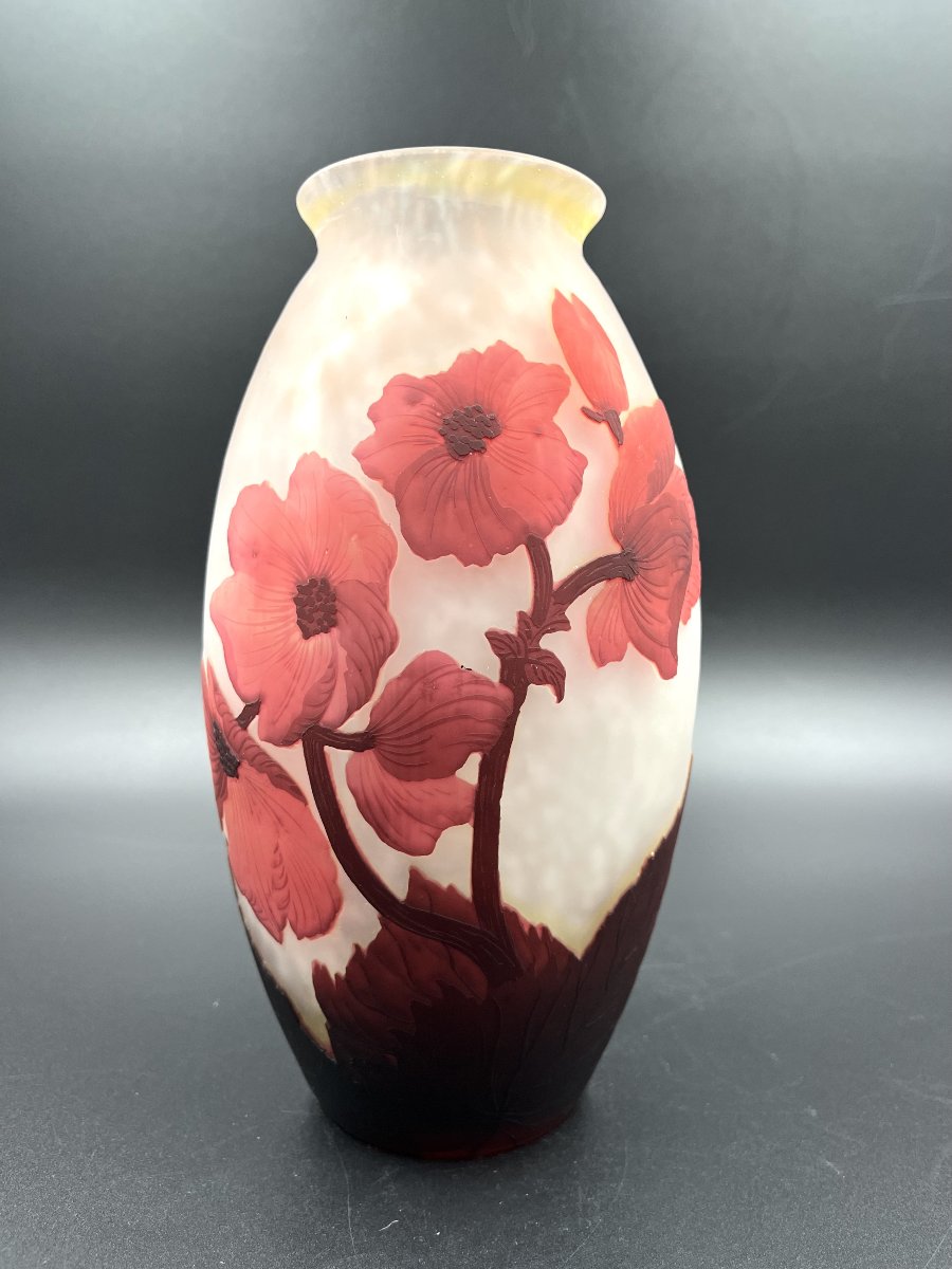 Vase Muller Frères Lunéville – Décor de pavots – Art Nouveau-photo-2