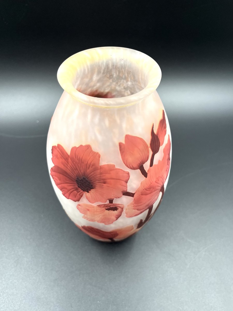 Vase Muller Frères Lunéville – Décor de pavots – Art Nouveau-photo-4