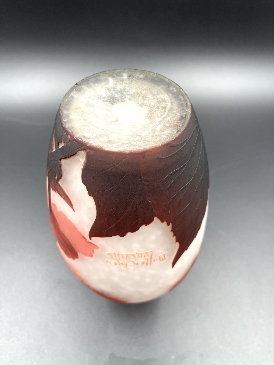 Vase Muller Frères Lunéville – Décor de pavots – Art Nouveau-photo-1
