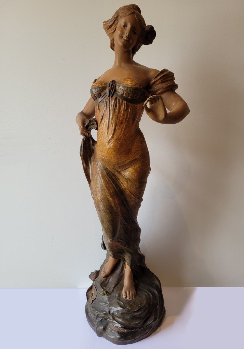 Polychrome Terracotta Sculpture Signed L. Mattei