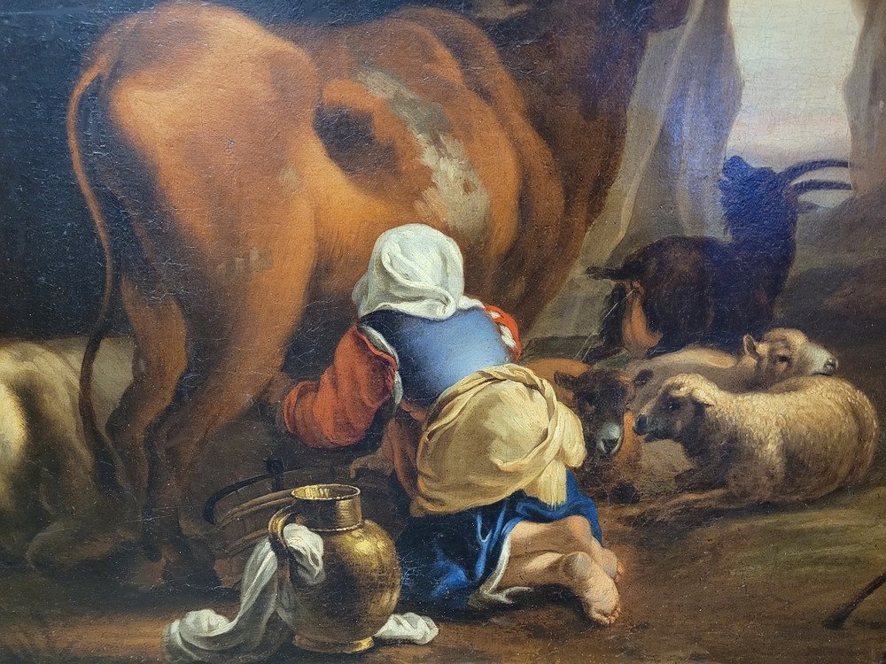 19th Century Peasant Scene Painting-photo-2