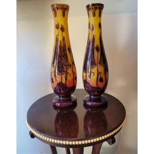 Pair Of Large Vases French Glass