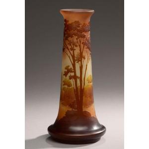 Emile Galle Vase With Lake Landscape Decoration