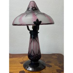 French Glass Mushroom Lamp 
