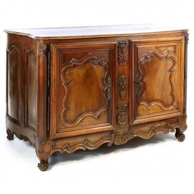 Very Beautiful Louis XV Galbé XVIIIth Century Sideboard In Walnut