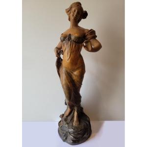 Polychrome Terracotta Sculpture Signed L. Mattei