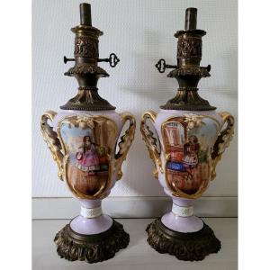 Pair Of 19th Century Oil Lamps