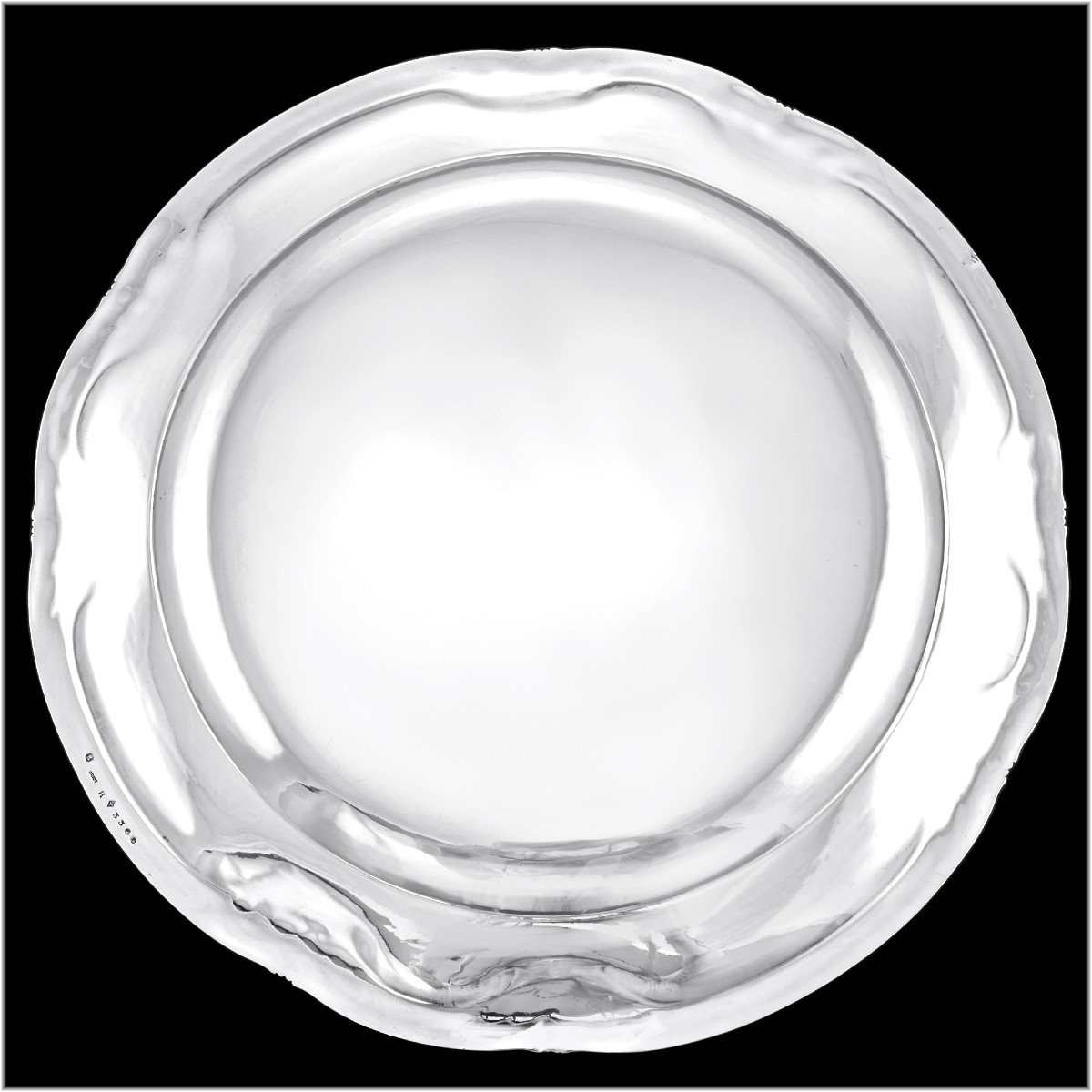 Odiot : Large Sterling Silver Louis XV Style Round Serving Dish / Platter -  34cm Diameter-photo-3