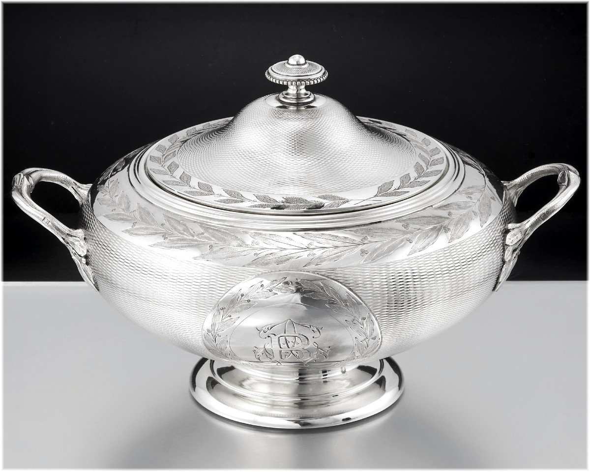 Gustave  ODIOT : Service à Thé - Café et Samovar / Bouilloire en Argent Massif ép. Napoleon III-photo-1