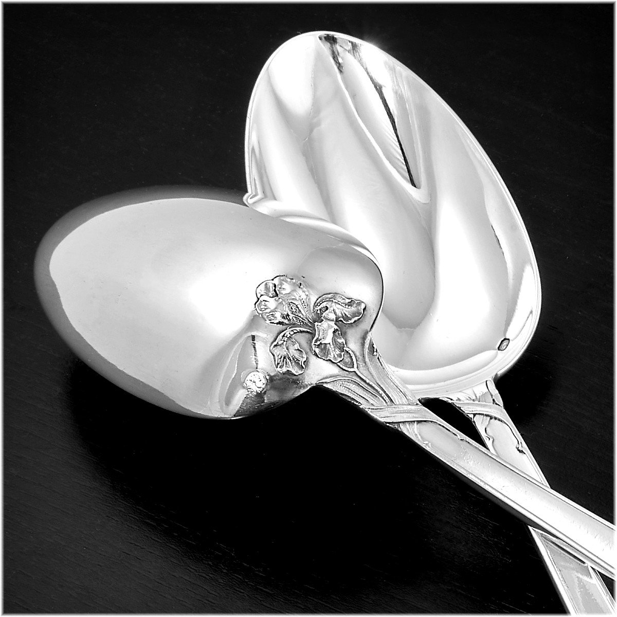 Ravinet & Denfert : Rare Large Art Nouveau Sterling Silver Flatware Set - Iris Pattern-photo-2