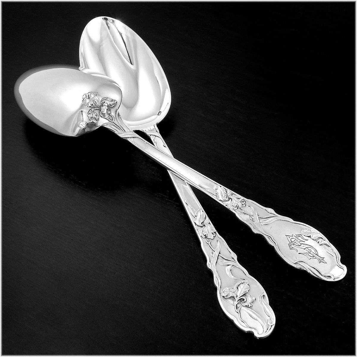 Ravinet & Denfert : Rare Large Art Nouveau Sterling Silver Flatware Set - Iris Pattern-photo-5