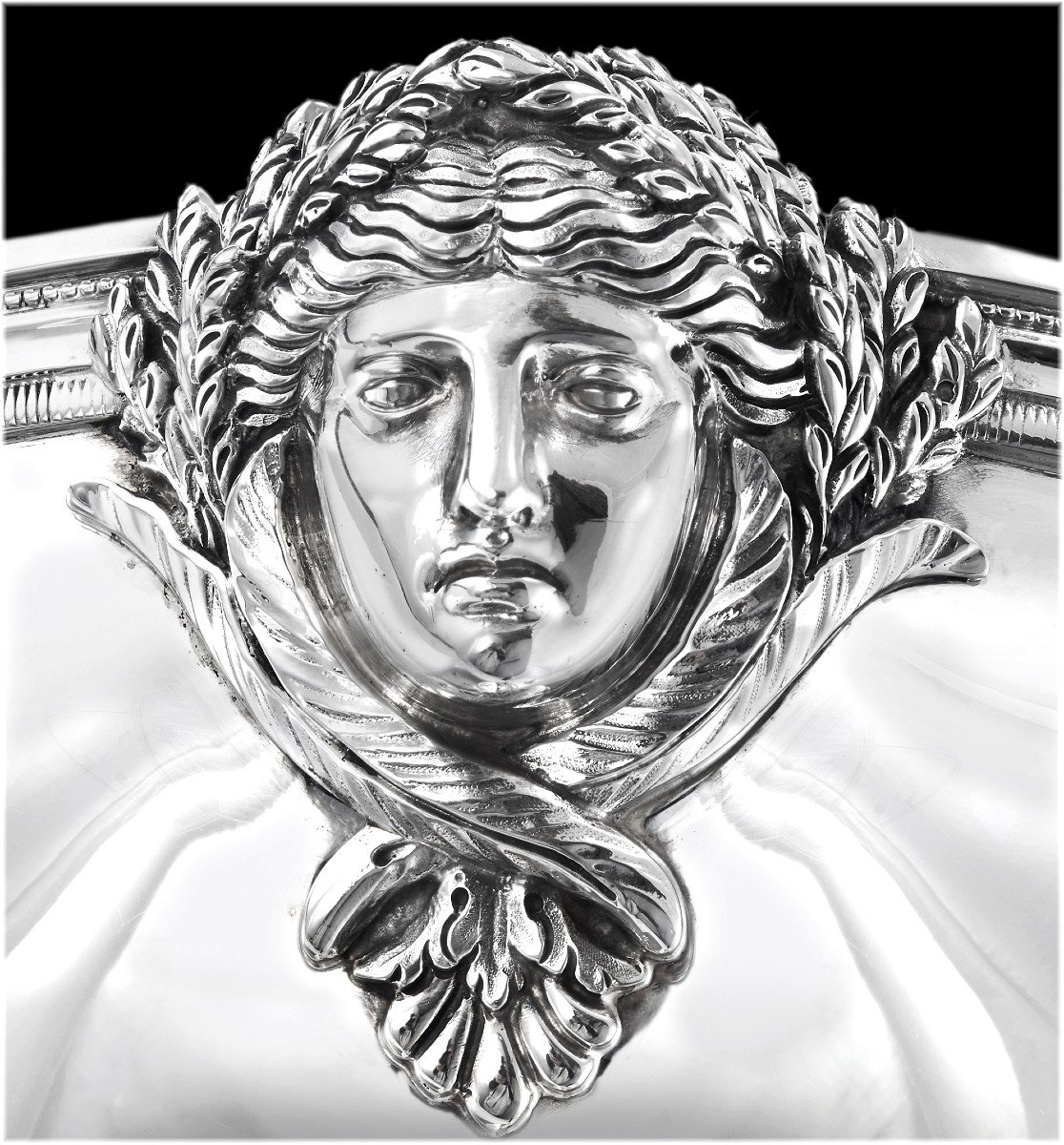 PUIFORCAT : Soupière en Argent massif de St. Empire décor MASCARONS-photo-3