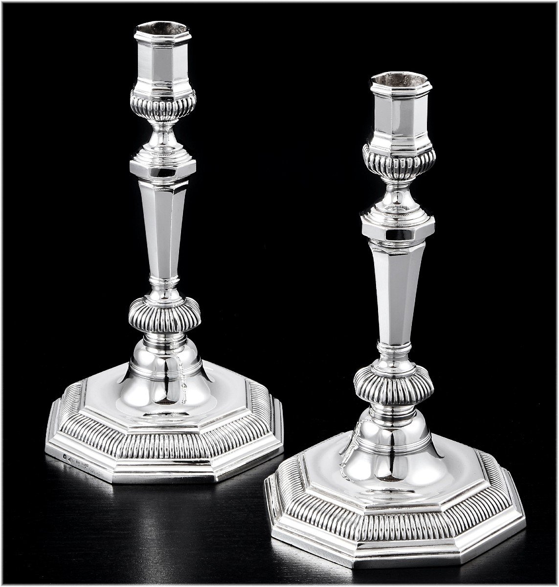 Boin Taburet: Pair Of 18th Century Style Solid Silver Candelsticks-photo-1