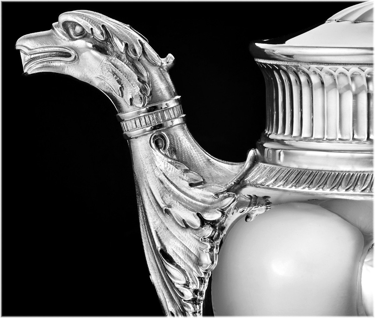 Puiforcat: Antique Tea - Coffee Set In Sterling Silver Vermei Empire Style - Eagles-photo-5