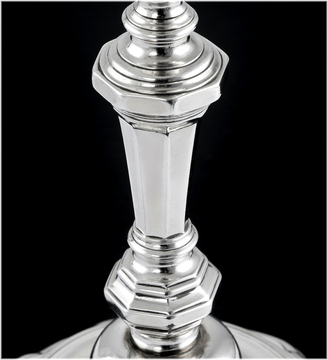 Pierre Vallieres: Rare Pair Of 18th Century French Solid Silver Candlesticks Paris - 1776-photo-3