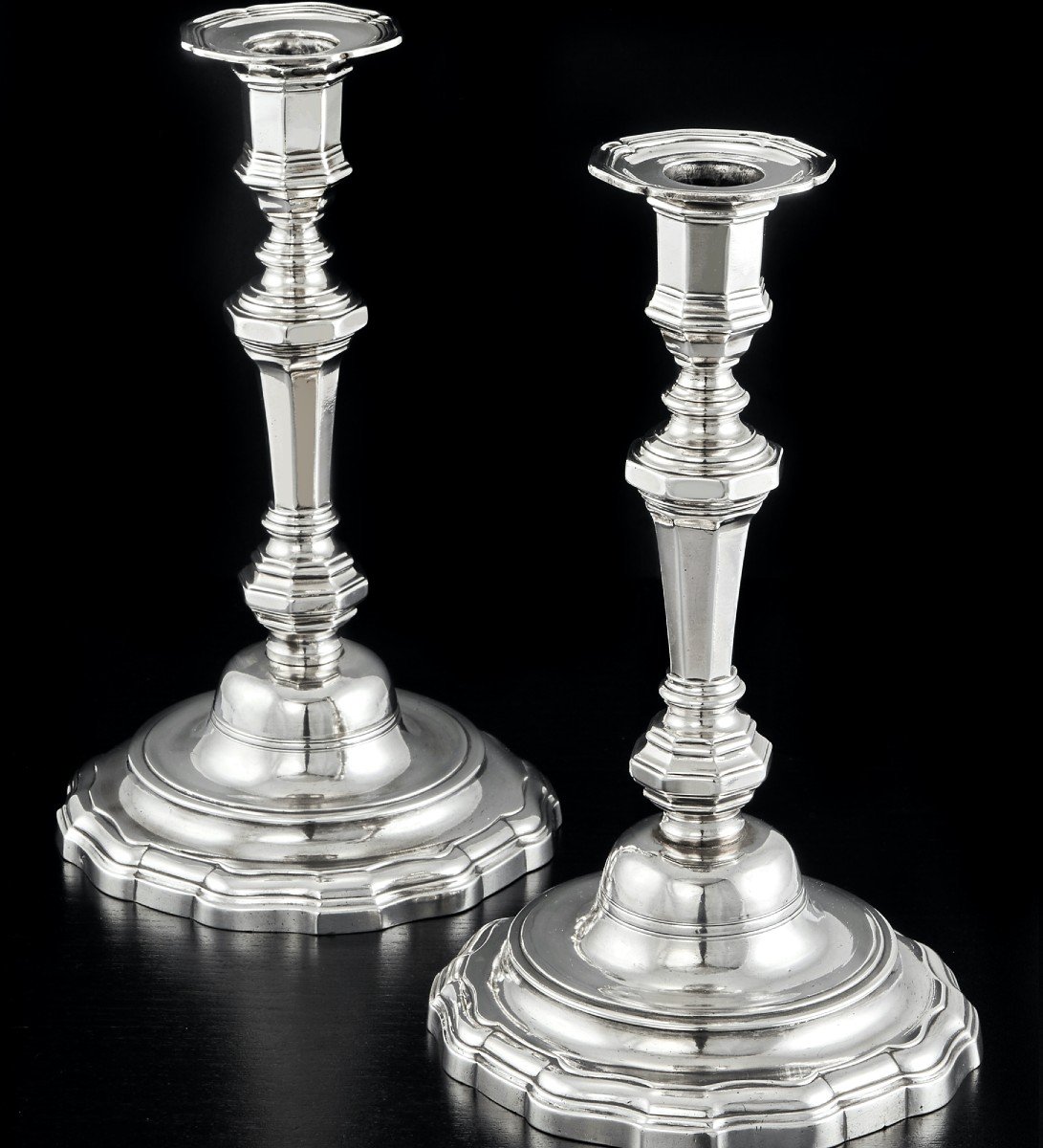 Pierre Vallieres: Rare Pair Of 18th Century French Solid Silver Candlesticks Paris - 1776-photo-4