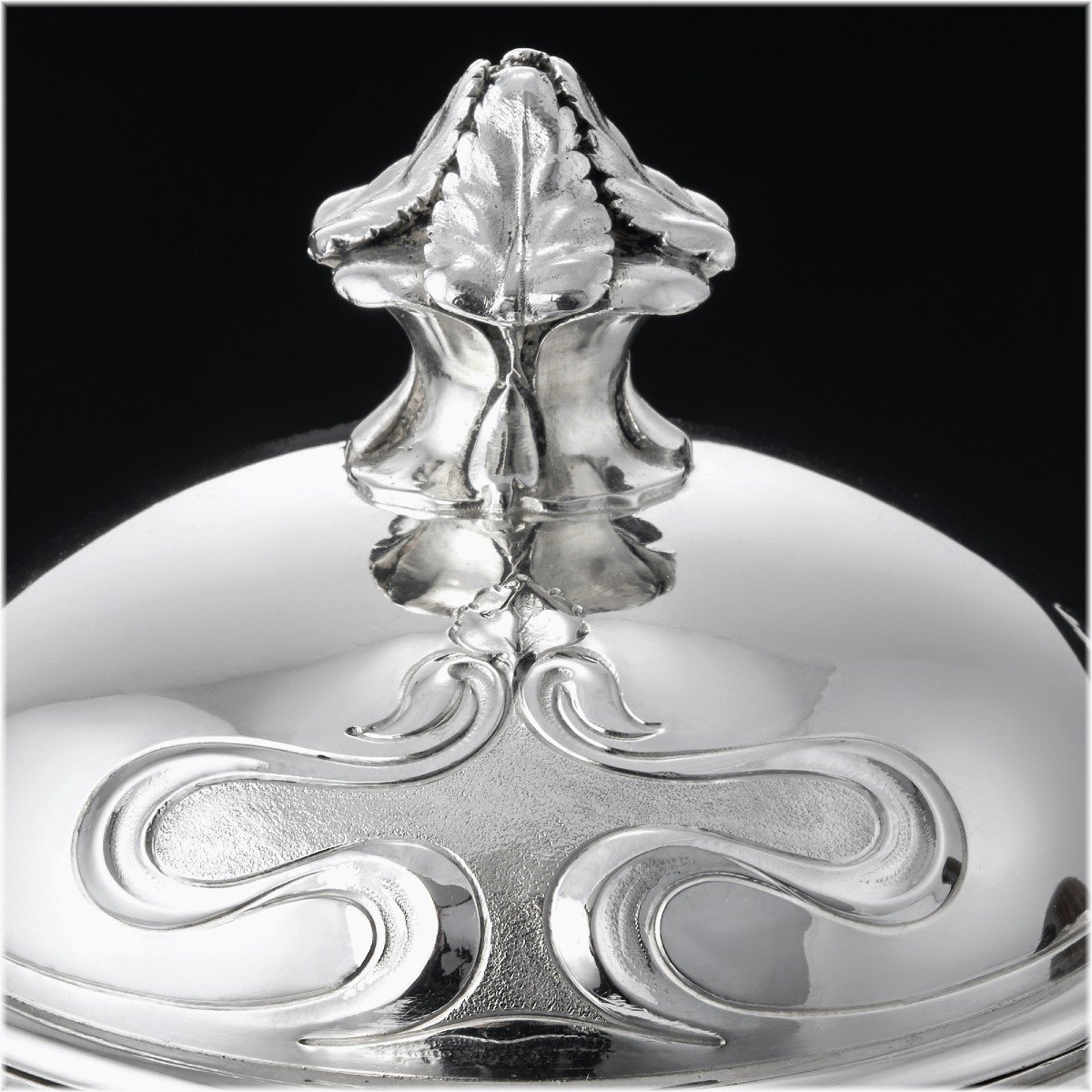 Henin : Large French Art Nouveau Sterling Silver Tea & Coffee Set - Violet Pattern-photo-2