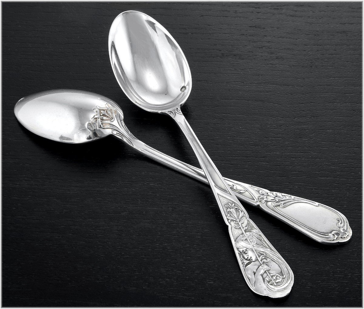 Ravinet & Denfert : Rare Spoon Service In Sterling Silver Art Nouveau - Mucha-photo-3