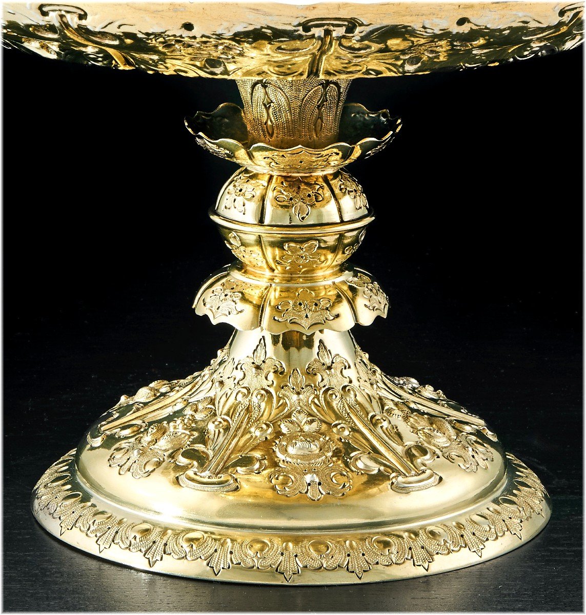 Martin Hall : Gilt Sterling Silver Tazza / Centerpiece Dish London 1883 - Flowers, Fruits-photo-4