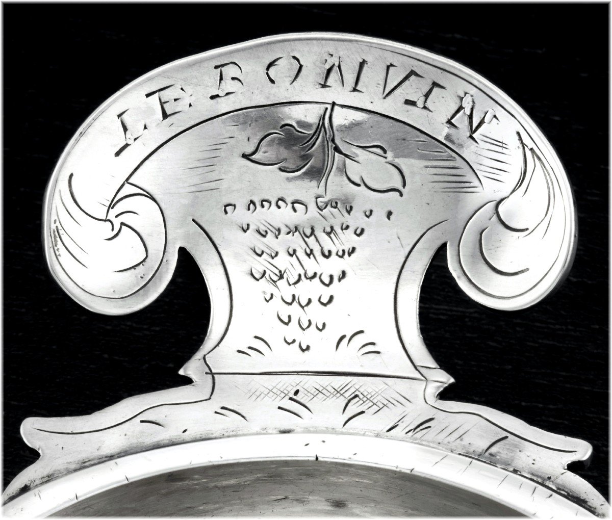 Jean René ROUSSEL : Rare Taste-Vin en Argent massif  Louis XV  XVIIIème ROUEN 1747 - 168g-photo-3