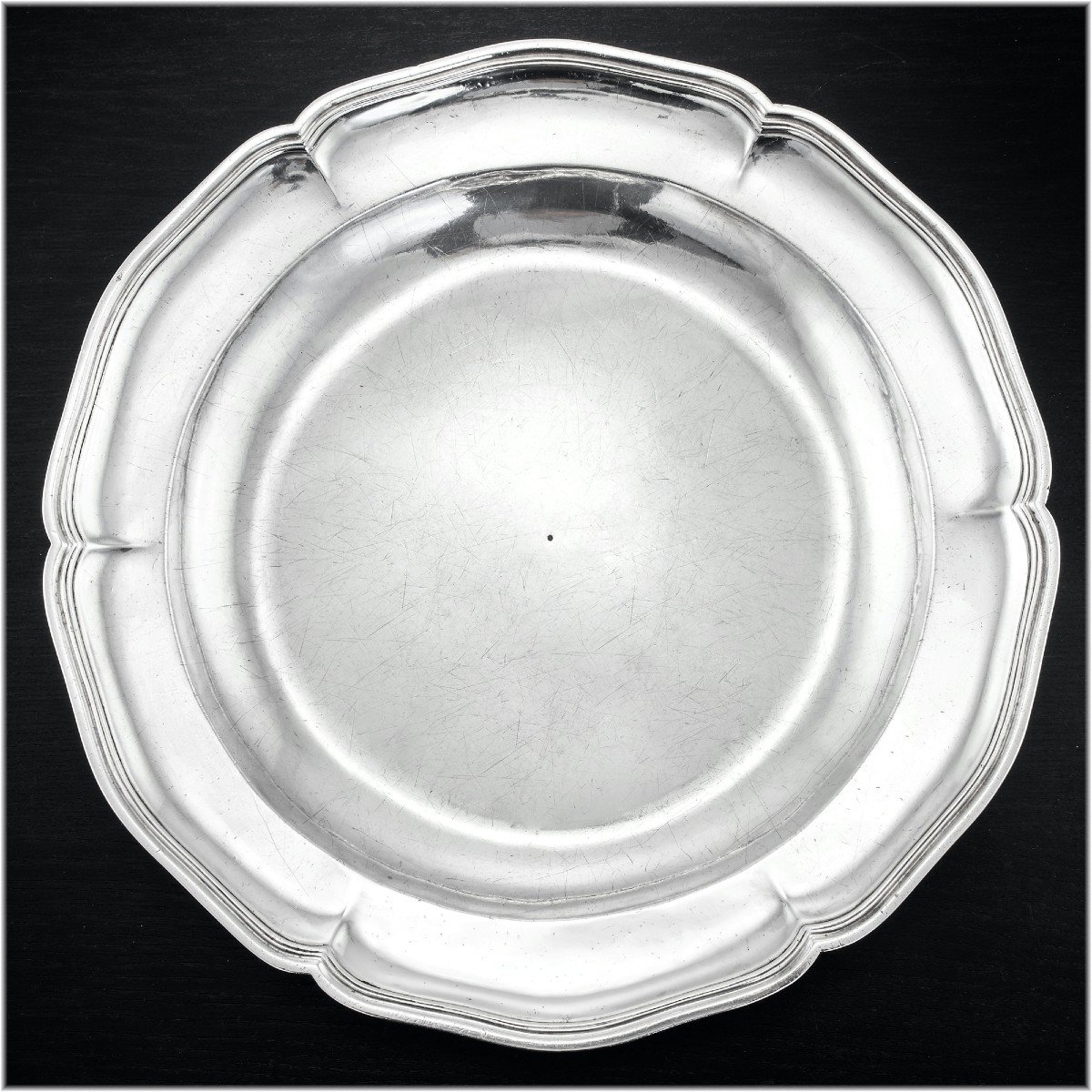 Bazille : Rare 18th Century Large Round Dish / Platter In Sterling Silver - Montpellier 1773
