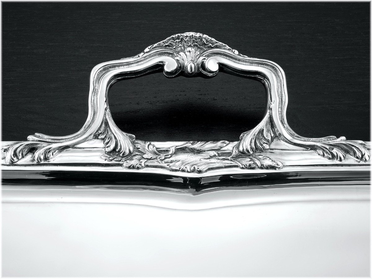 Tetard Frères : Large  Louis XV Style Sterling Silver Serving Tray  +4513 Grams-photo-2