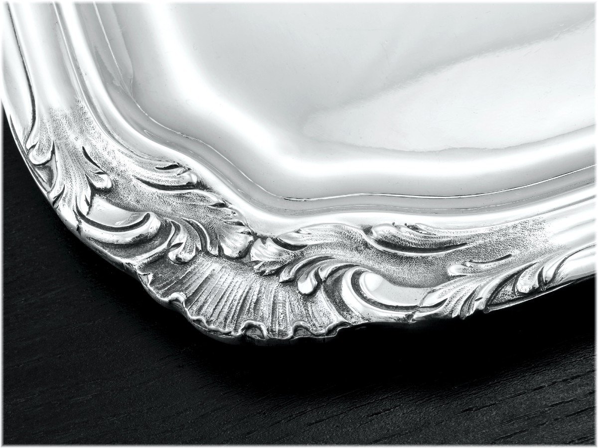 Tetard Frères : Large  Louis XV Style Sterling Silver Serving Tray  +4513 Grams-photo-3