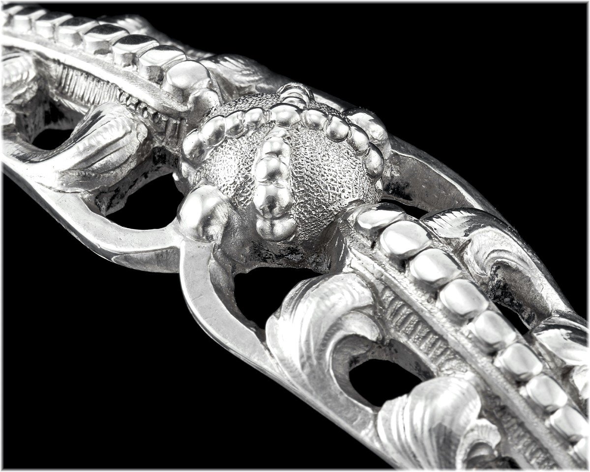 Hunt & Roskell : Rare Basket / Display Dish In Sterling Silver & Engraved Crystal London 1873-photo-1