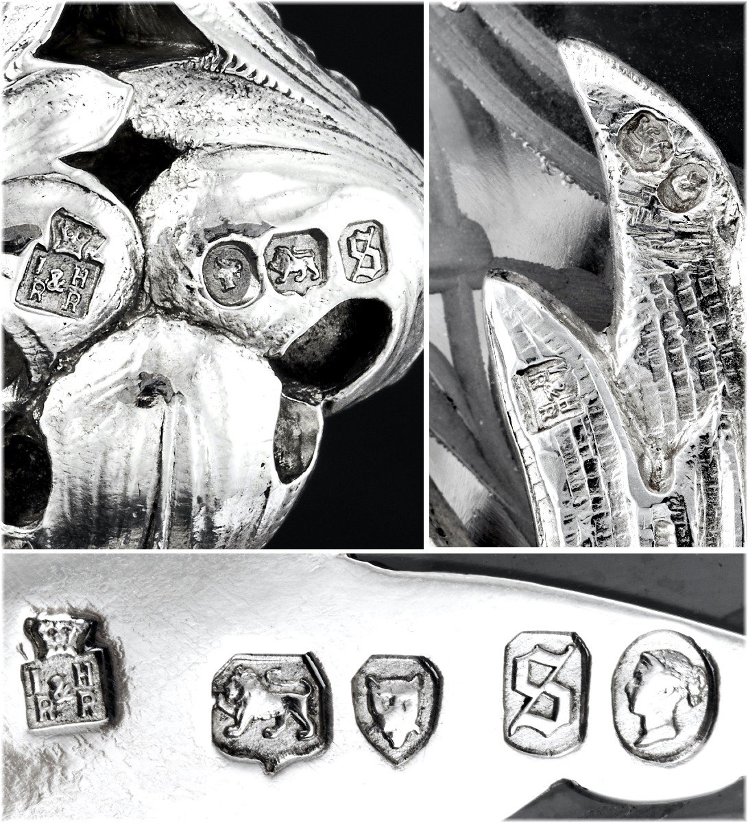 Hunt & Roskell : Rare Basket / Display Dish In Sterling Silver & Engraved Crystal London 1873-photo-8