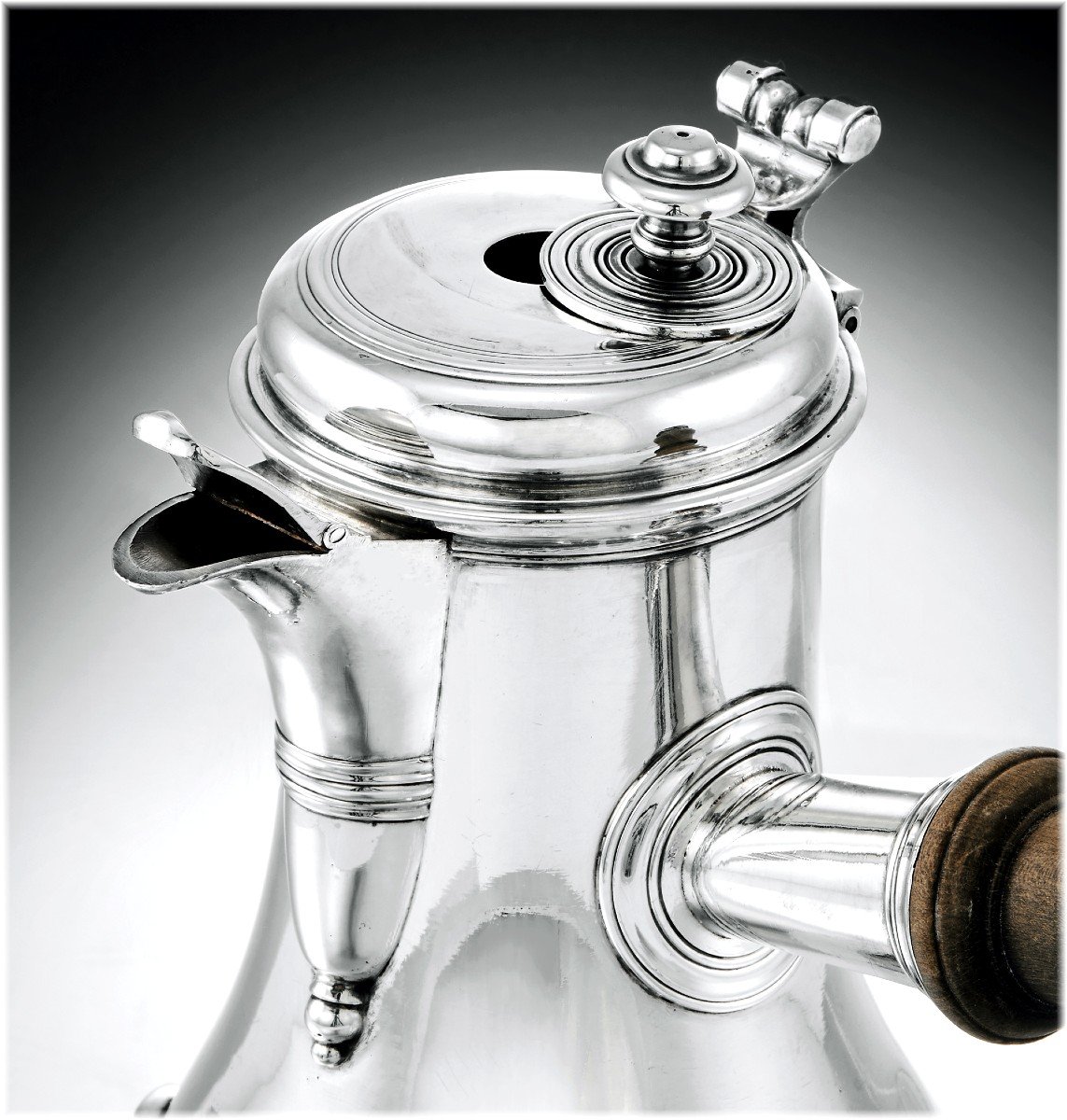 Mathieu Brunot: Rare Chocolate Pot In Sterling Silver From Burgundy - Dijon 1775-76-photo-2