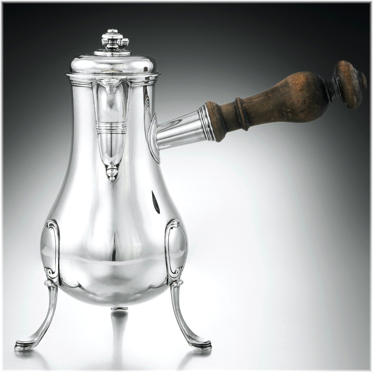 Mathieu Brunot: Rare Chocolate Pot In Sterling Silver From Burgundy - Dijon 1775-76-photo-4