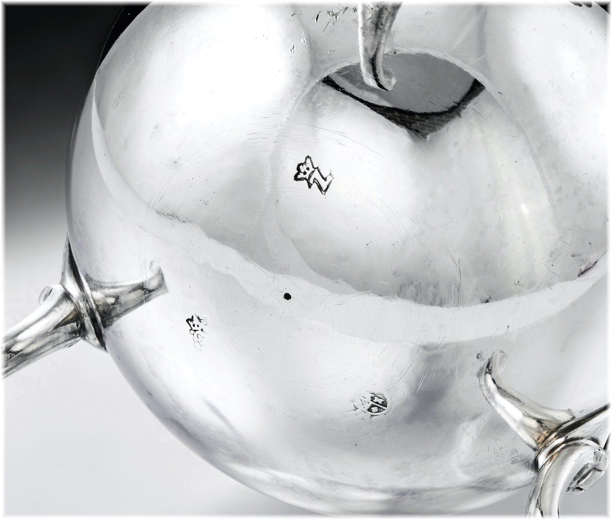 Mathieu Brunot: Rare Chocolate Pot In Sterling Silver From Burgundy - Dijon 1775-76-photo-2