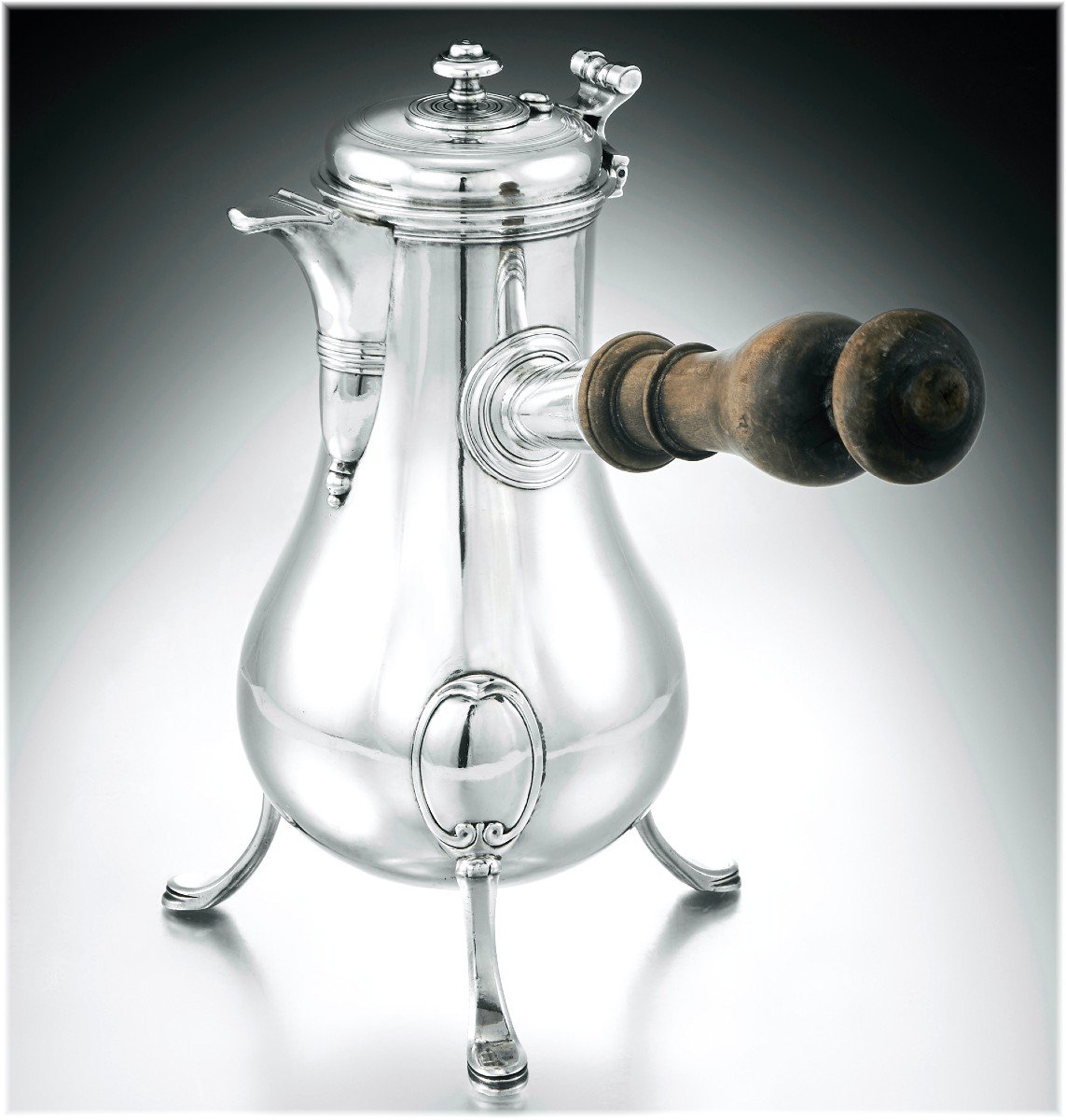 Mathieu Brunot: Rare Chocolate Pot In Sterling Silver From Burgundy - Dijon 1775-76