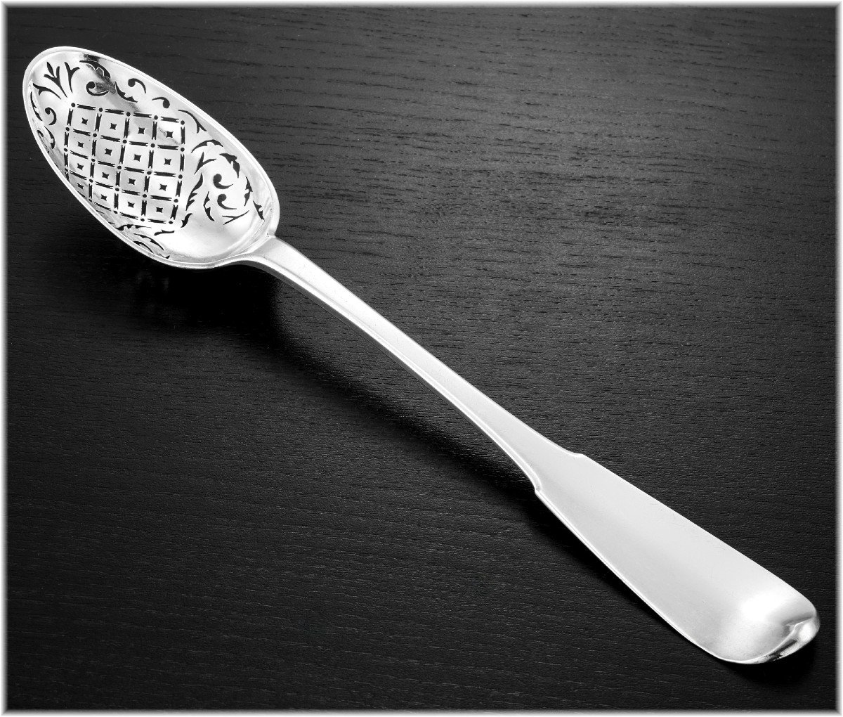 Marc Bazille: Rare Large Olive Spoon Solid Silver Montpellier 1751-photo-2