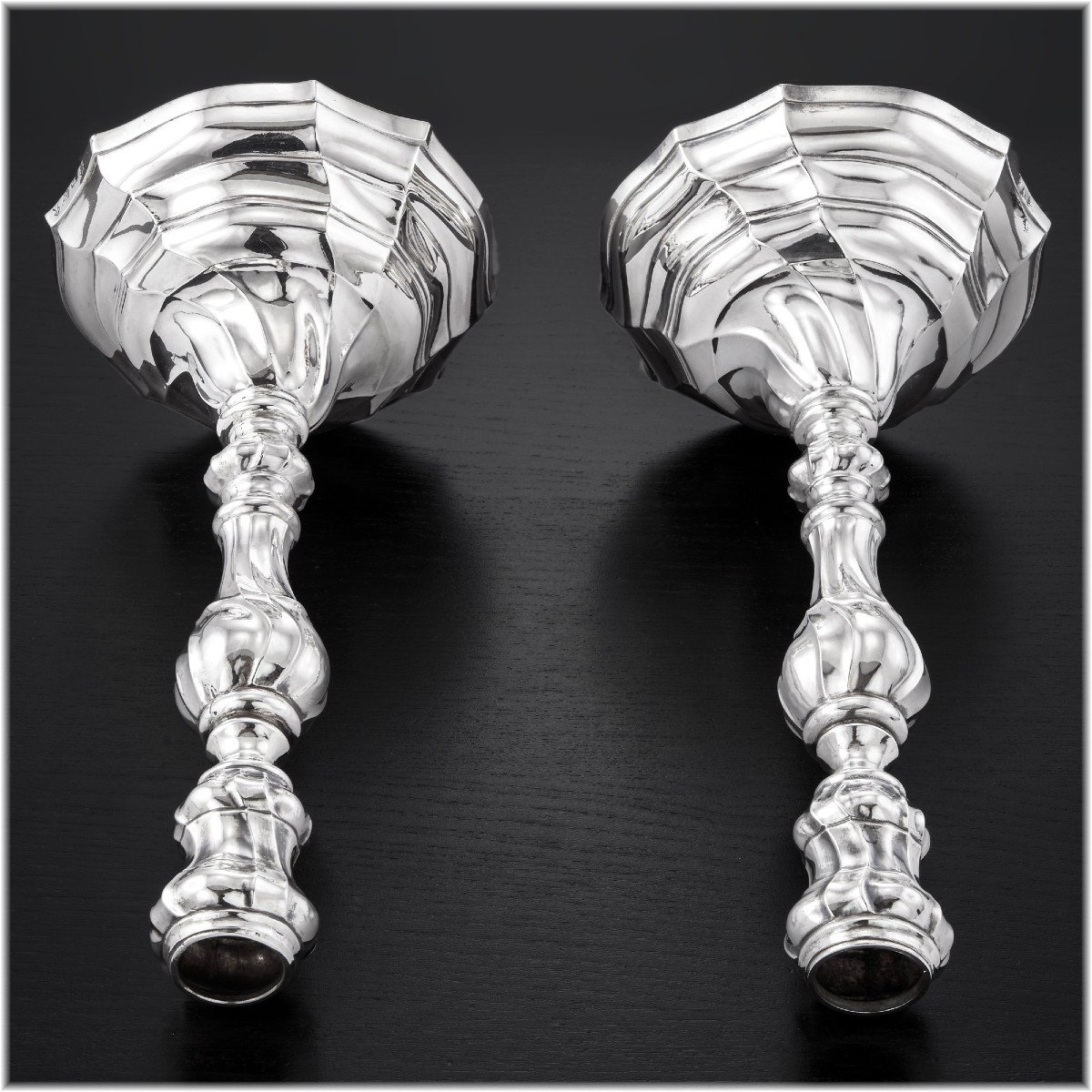 Rare Pair Of 18th Century Solid Silver Candlesticks Belgium Hainaut Ath 1778-photo-2