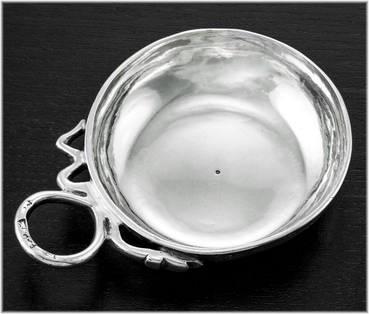 Bordereau Des Brosses: Rare 18th Century Solid Silver Wine Taster Angers 1755-56-photo-2