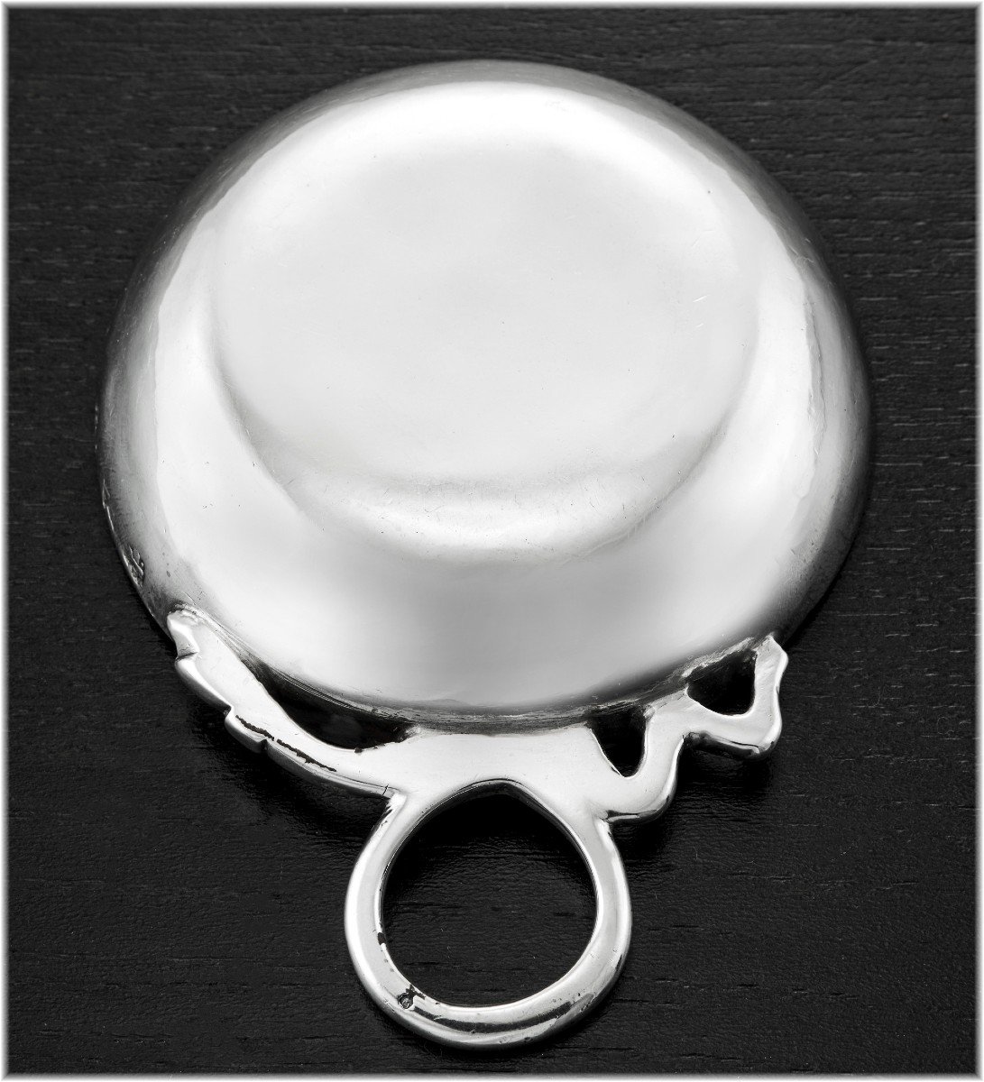 Bordereau Des Brosses: Rare 18th Century Solid Silver Wine Taster Angers 1755-56-photo-2