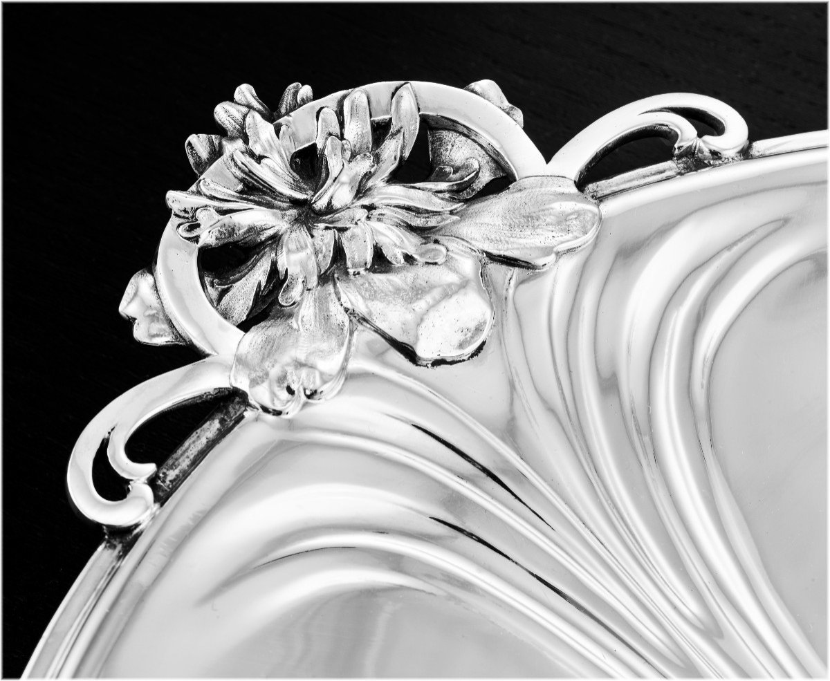 Christofle: Rare Display Dish On Three Feet In Sterling Silver From The Art Nouveau Era-photo-2