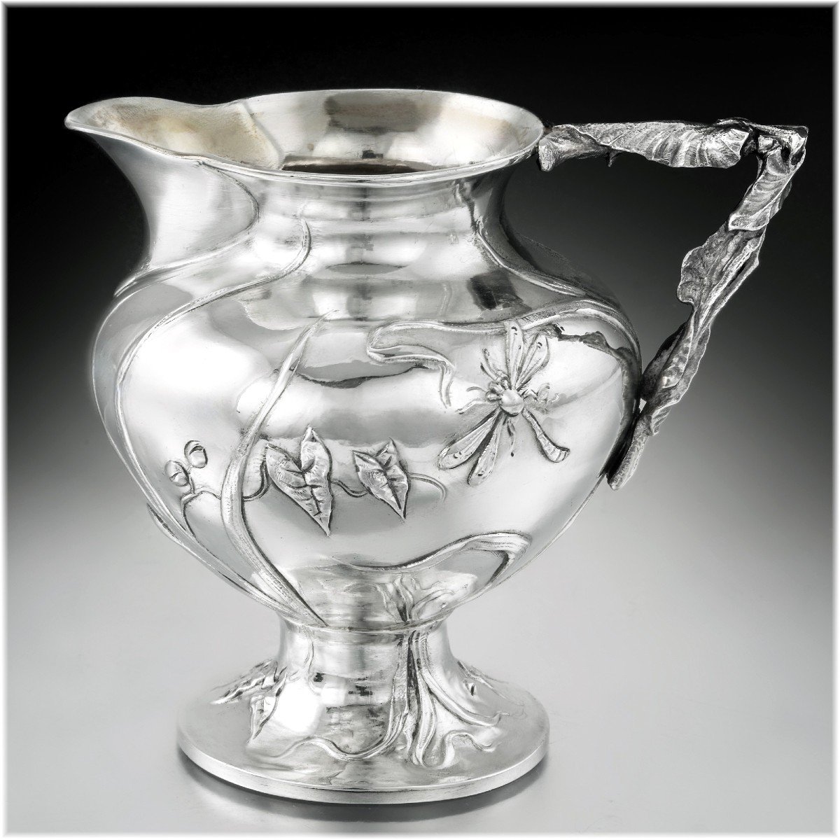 Regina Benvenisti : Rare Art Nouveau 4pc Sterling Silver & Vermeil Tea - Coffee Set - Insects-photo-3