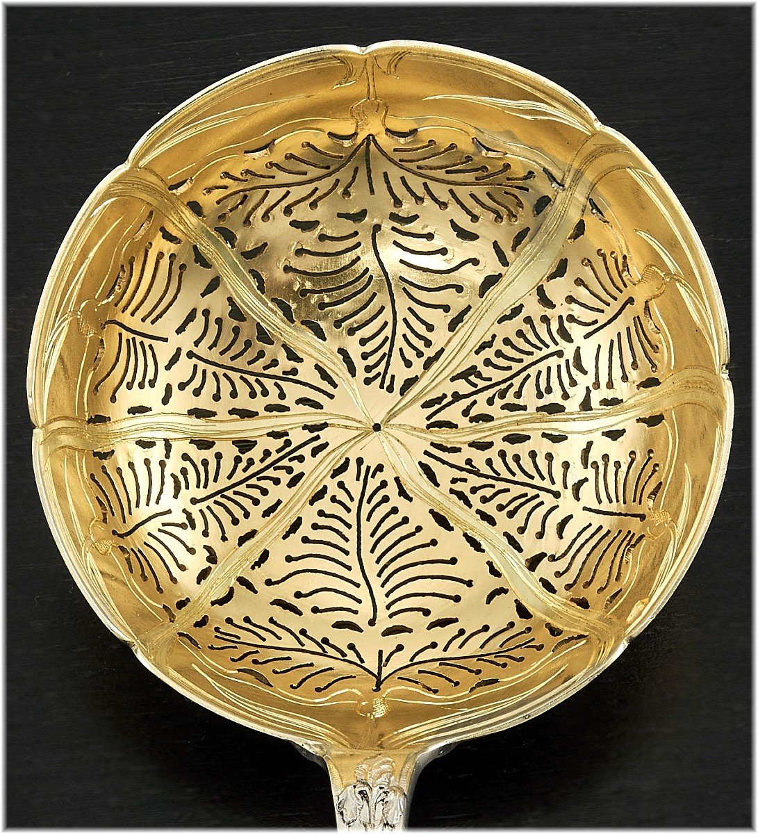 Puiforcat : Art Nouveau Vermeil Sterling Silver Strawberry Serving Set - Iris Pattern -photo-3