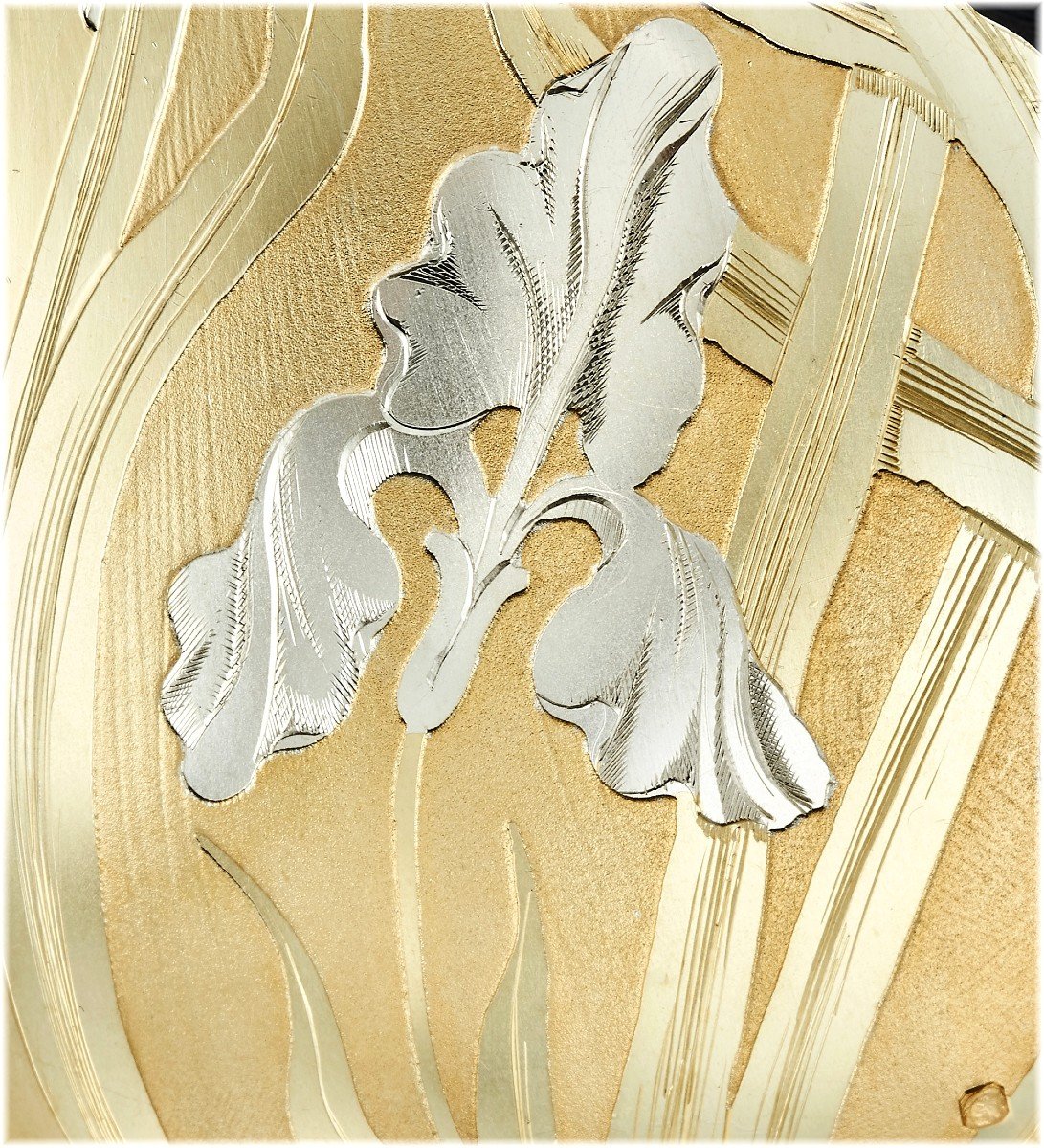 Puiforcat : Art Nouveau Vermeil Sterling Silver Strawberry Serving Set - Iris Pattern -photo-3