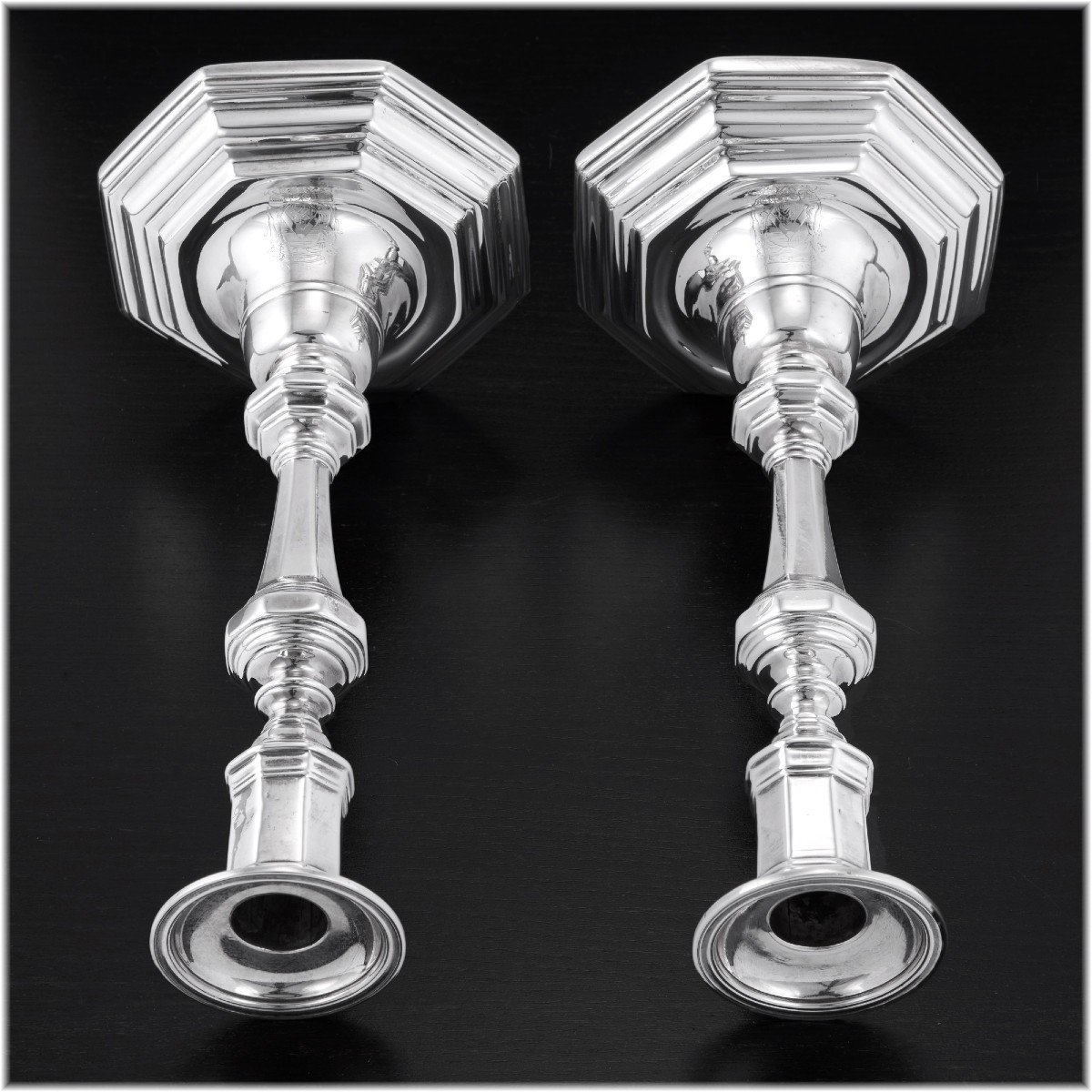 Rare Pair Of 18th Century French Solid Silver Candlesticks - Vendome C. 1760-photo-2