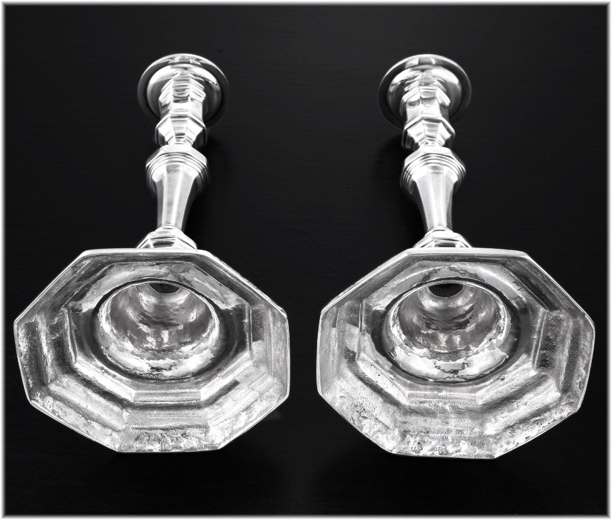 Rare Pair Of 18th Century French Solid Silver Candlesticks - Vendome C. 1760-photo-2
