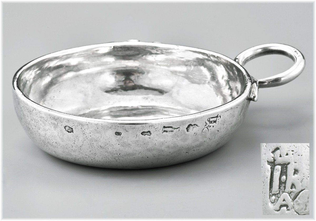 Jean Reyt : 18th Century French Solid Silver Wine Taster 127.6 G Auvergne Aurillac 1780-82-photo-4