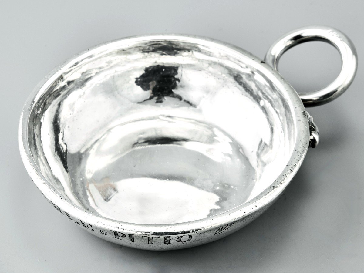Raymond Perret: Rare Large 18th Century French Solid Silver Wine Taster Lyon 1758-59 (146,8 G)-photo-3